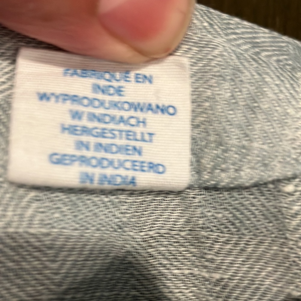 M SIGRID OLSEN LINEN GRAY-BLUE & SILVER-WHITE TOP IN GOOD USED CONDITION - Picture 8 of 12